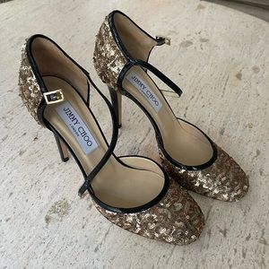 New Jimmy Choo gold sequin heels size 37